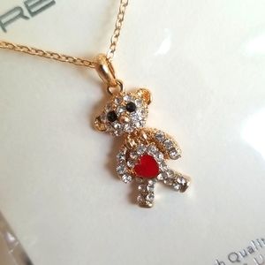 3 for $15 Teddy Bear with Red Heart Necklace